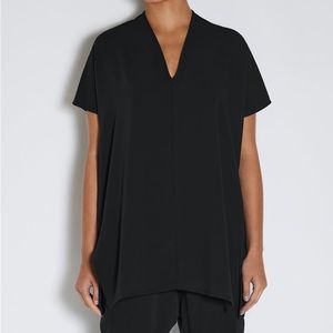 Roucha Tome Drape V Neck Short Sleeve Top